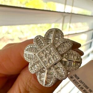 Diamond statement ring sterling silver size 5